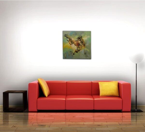 Gyldengrøn maleri Miljø rød sofa